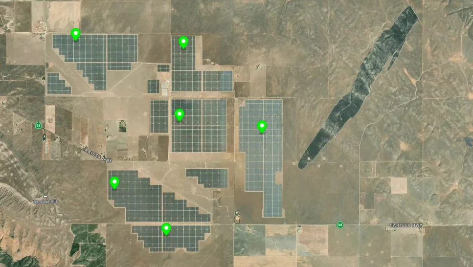 Reference of existing solar panels in Bakersfield, California